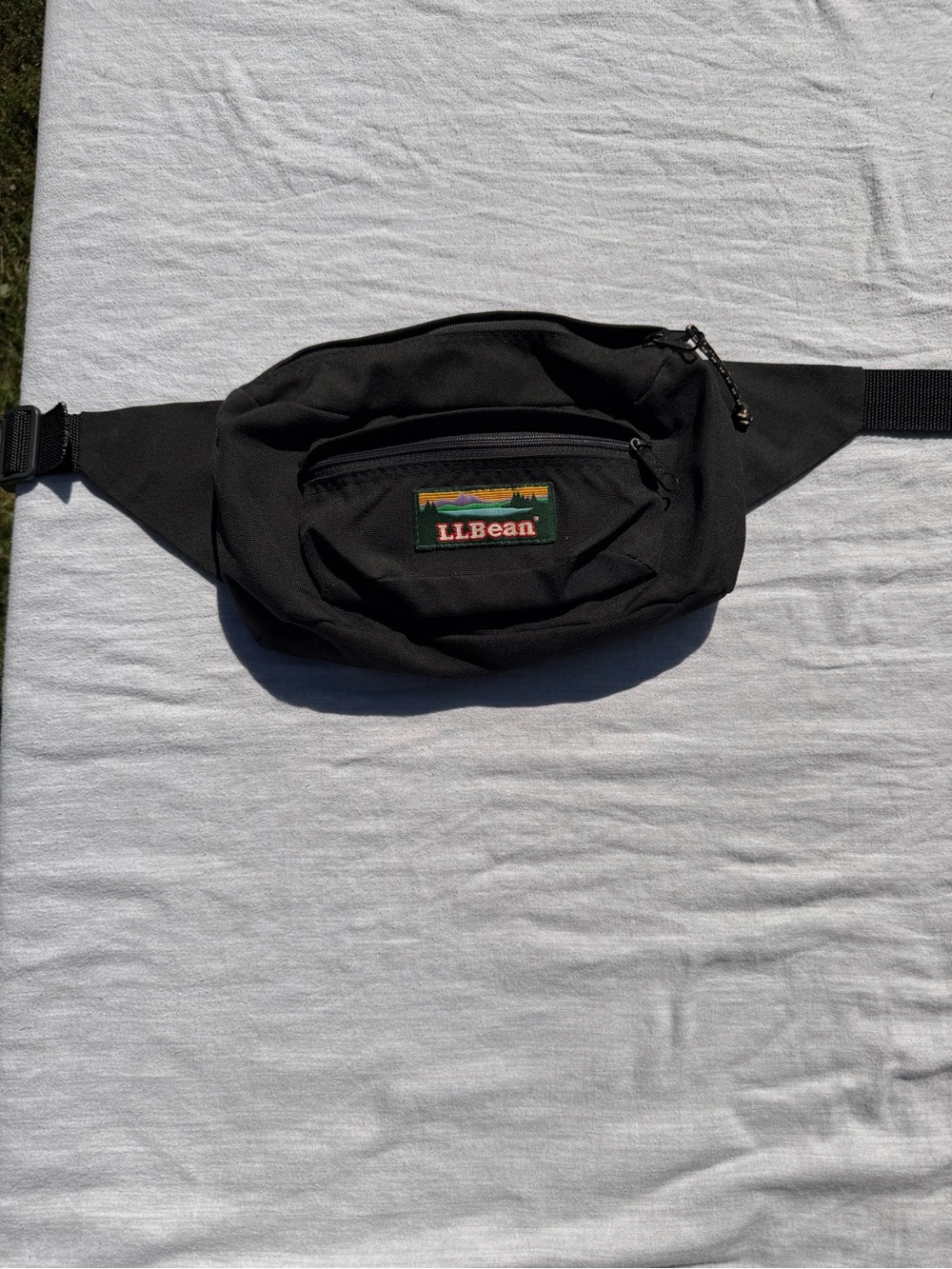 L.L. Bean Black Belt Bag with Logo Patch